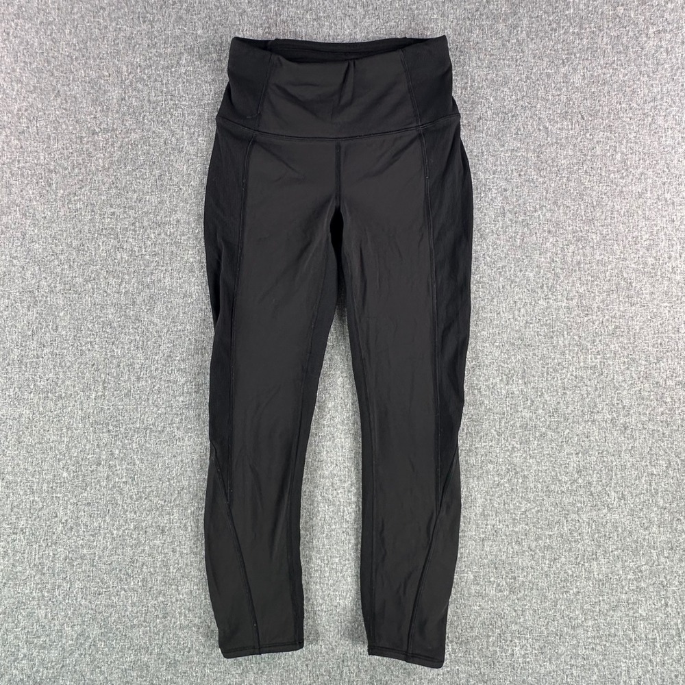 Lululemon Leggings Womens 4 Tight Stuff Tight II Black High Rise Ribbed 7/8